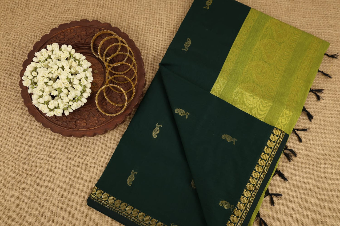 Mini Mango Zari Border Kalyani Silk‑Cotton Saree
