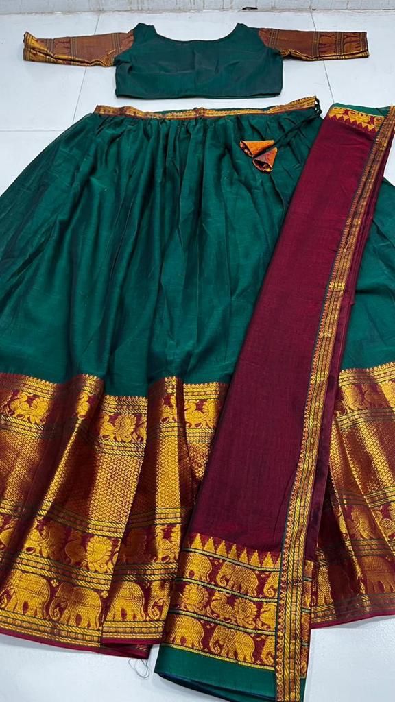 Narayanpet kanchi border special half saree - ready to wear