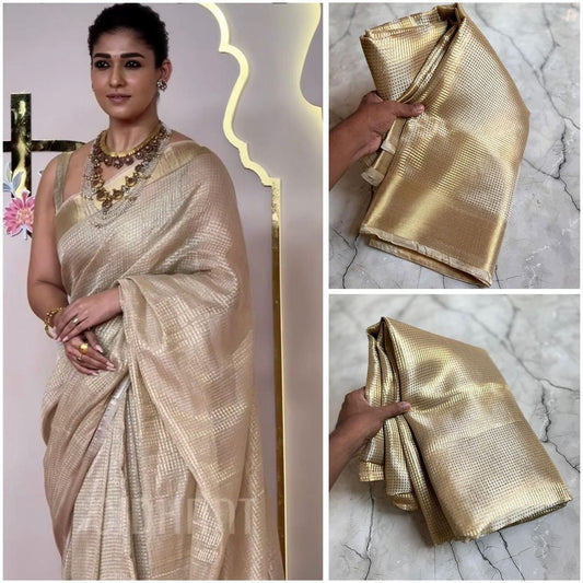 Nayanthara Inspired Banarasi Soft Semi Kanchipuram Tissue Silk Saree