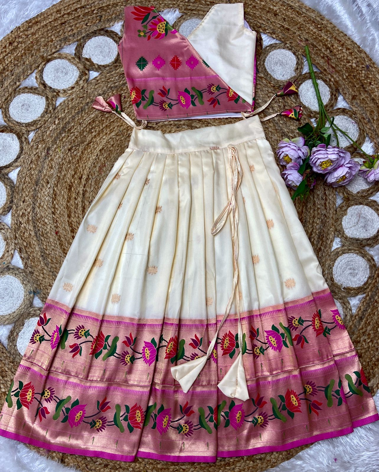 Paithani Kids Traditional Skirt and Top