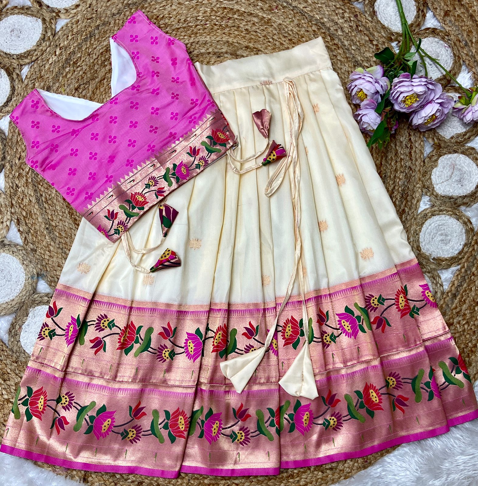 Paithani Kids Traditional Skirt and Top