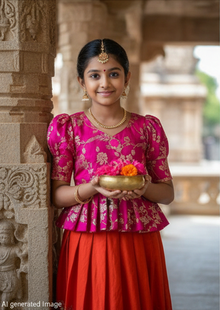 Pashmina Dola Silk Kids Skirt and Top