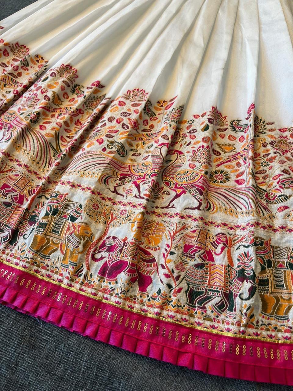 Pashmina Dola Silk Kids Skirt and Top