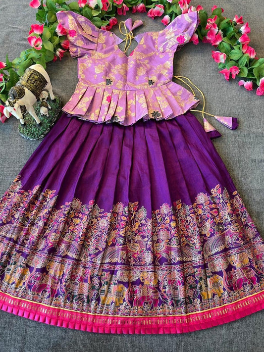 Pashmina Dola Silk Kids Skirt and Top