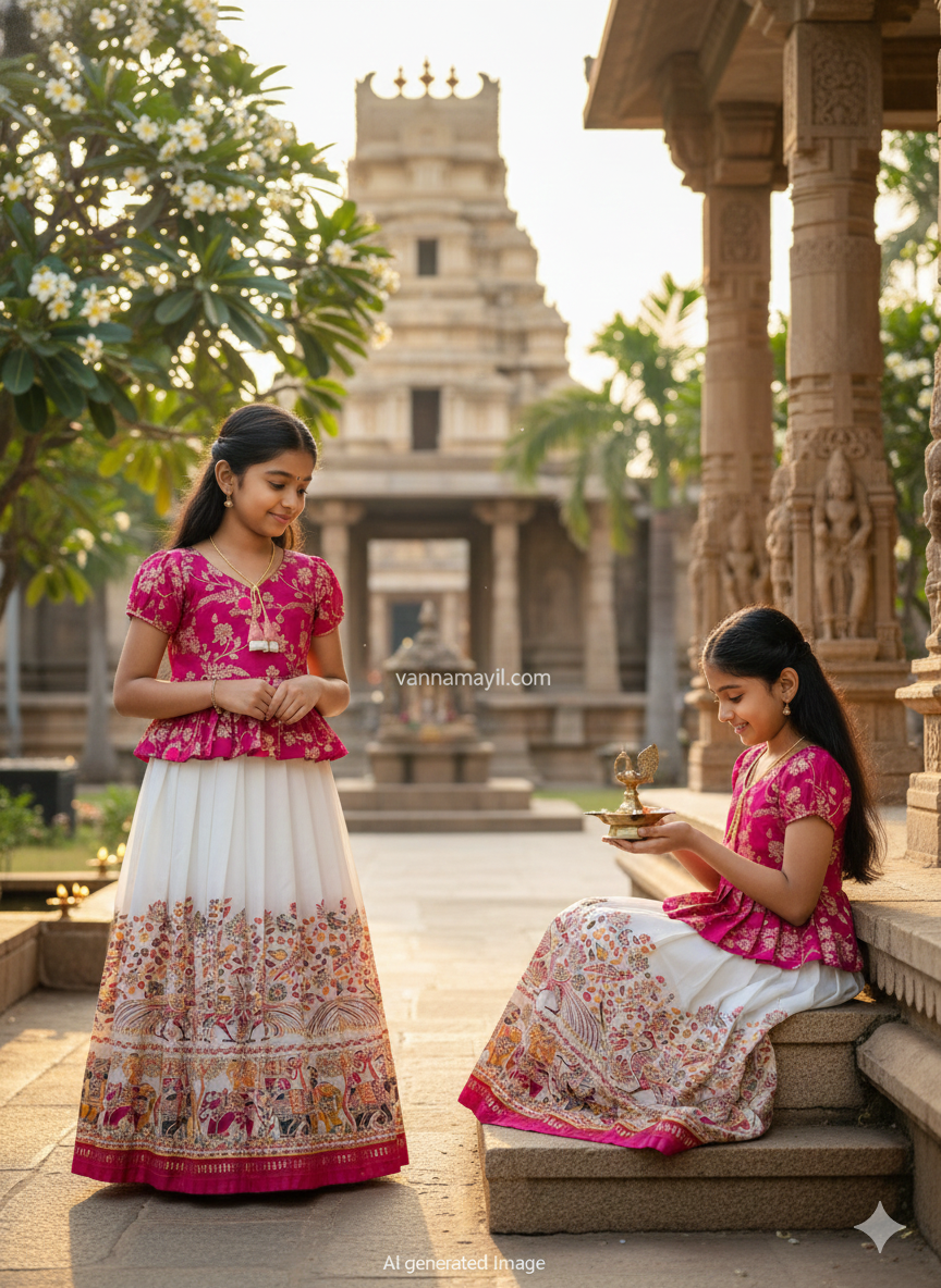 Pashmina Dola Silk Kids Skirt and Top