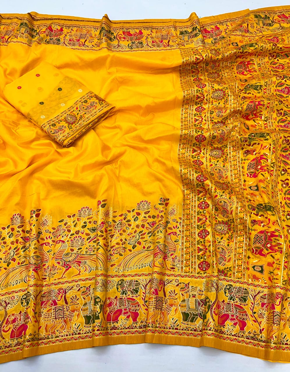 Soft Rajwadi Pashmina Silk Weaving Sare