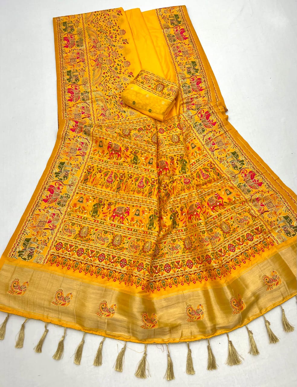 Soft Rajwadi Pashmina Silk Weaving Sare