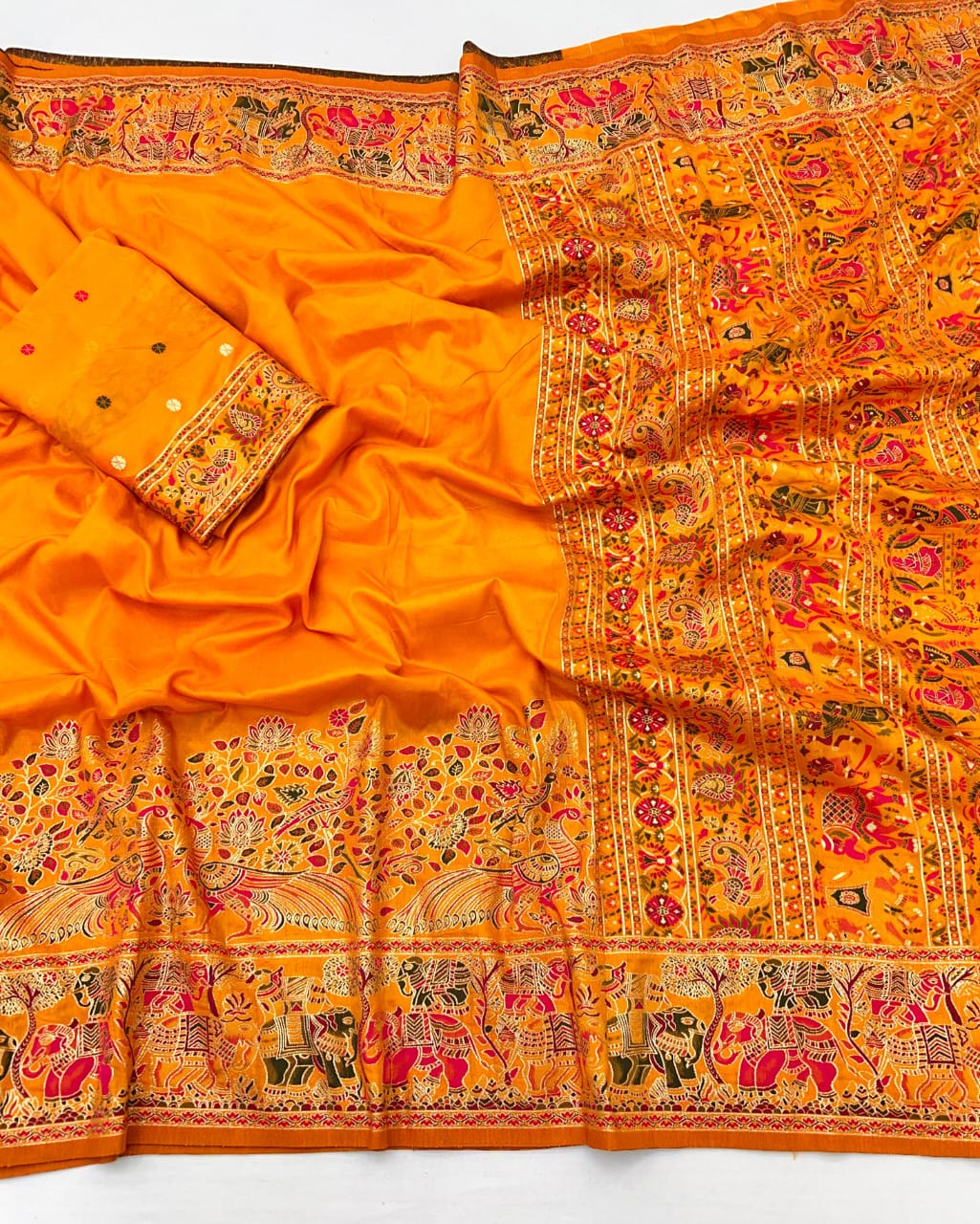 Soft Rajwadi Pashmina Silk Weaving Sare