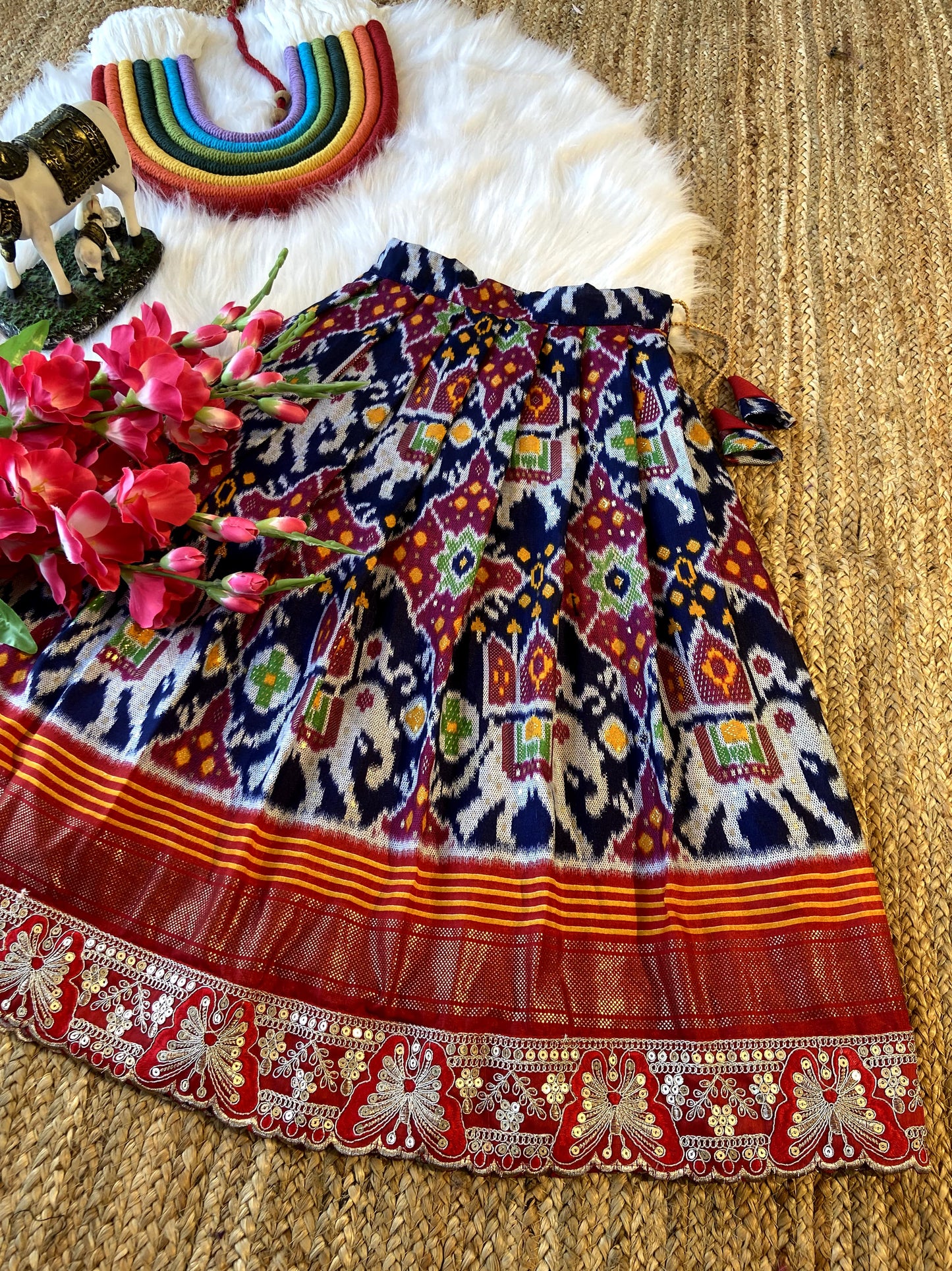 Patola Dola Silk Kids Pattu Paavadai and Sattai Dress