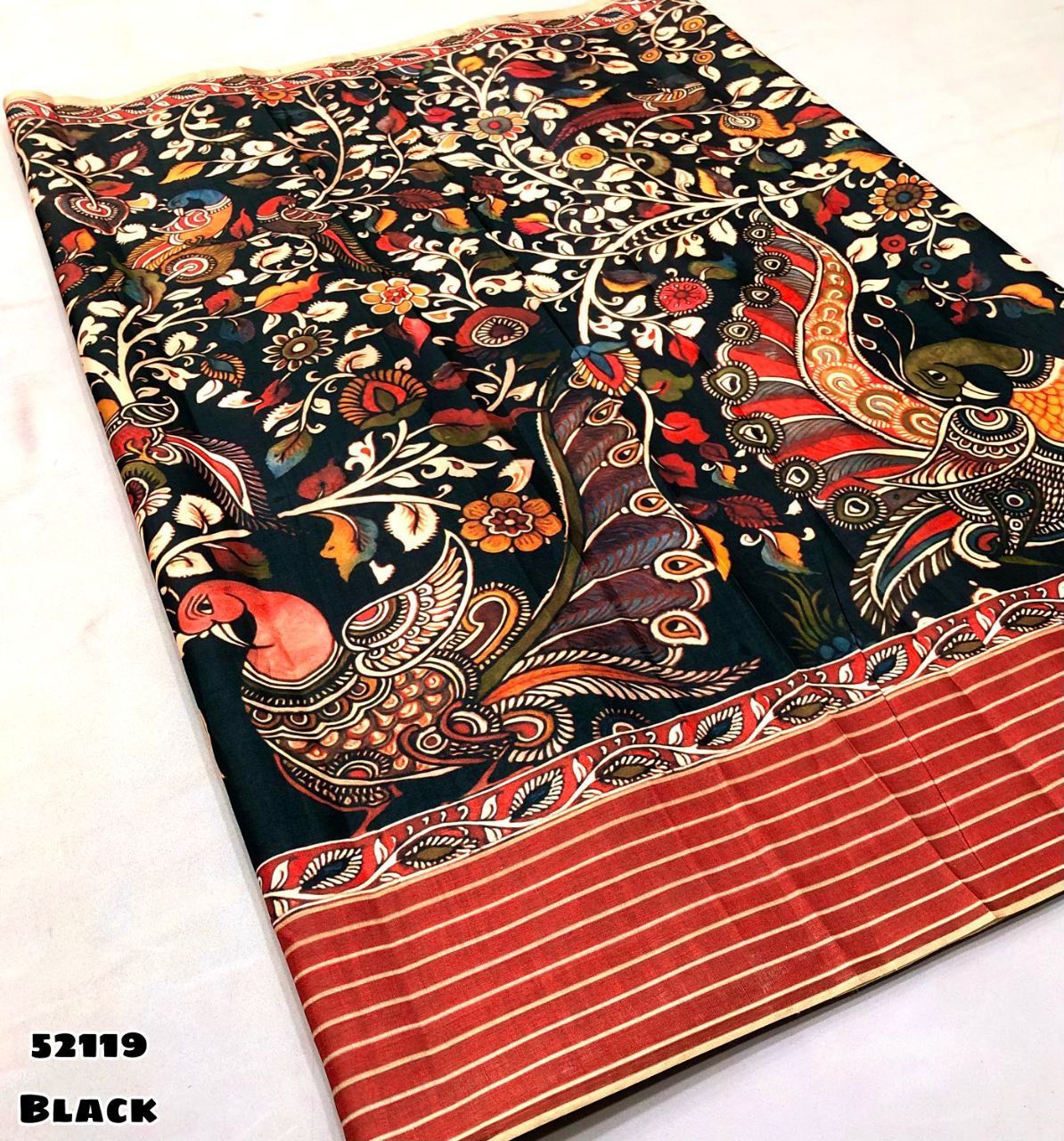 kalamkari digital printed soft tussar silk saree