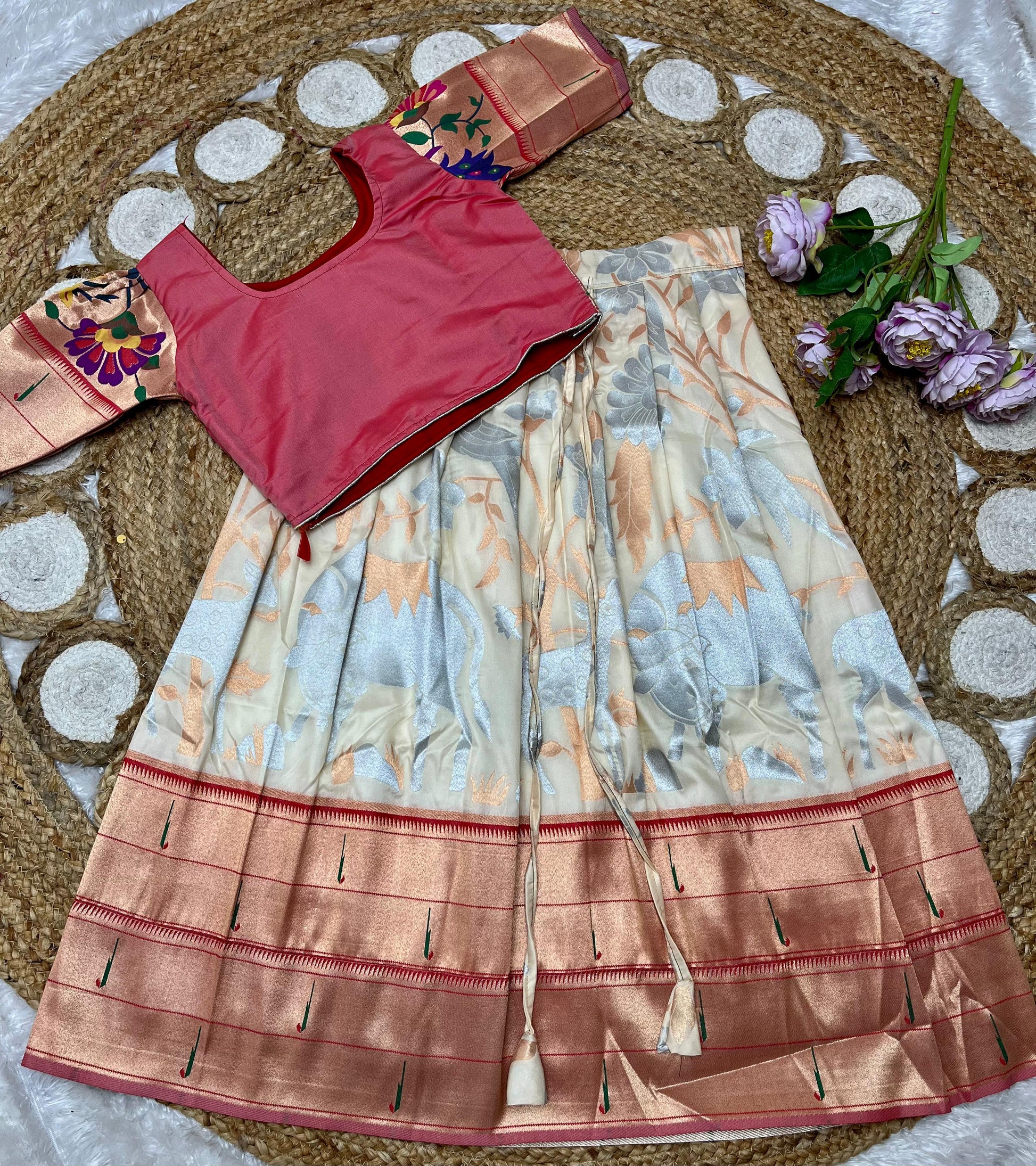 Pichwai Paithani Semi Silk Paavadai Sattai