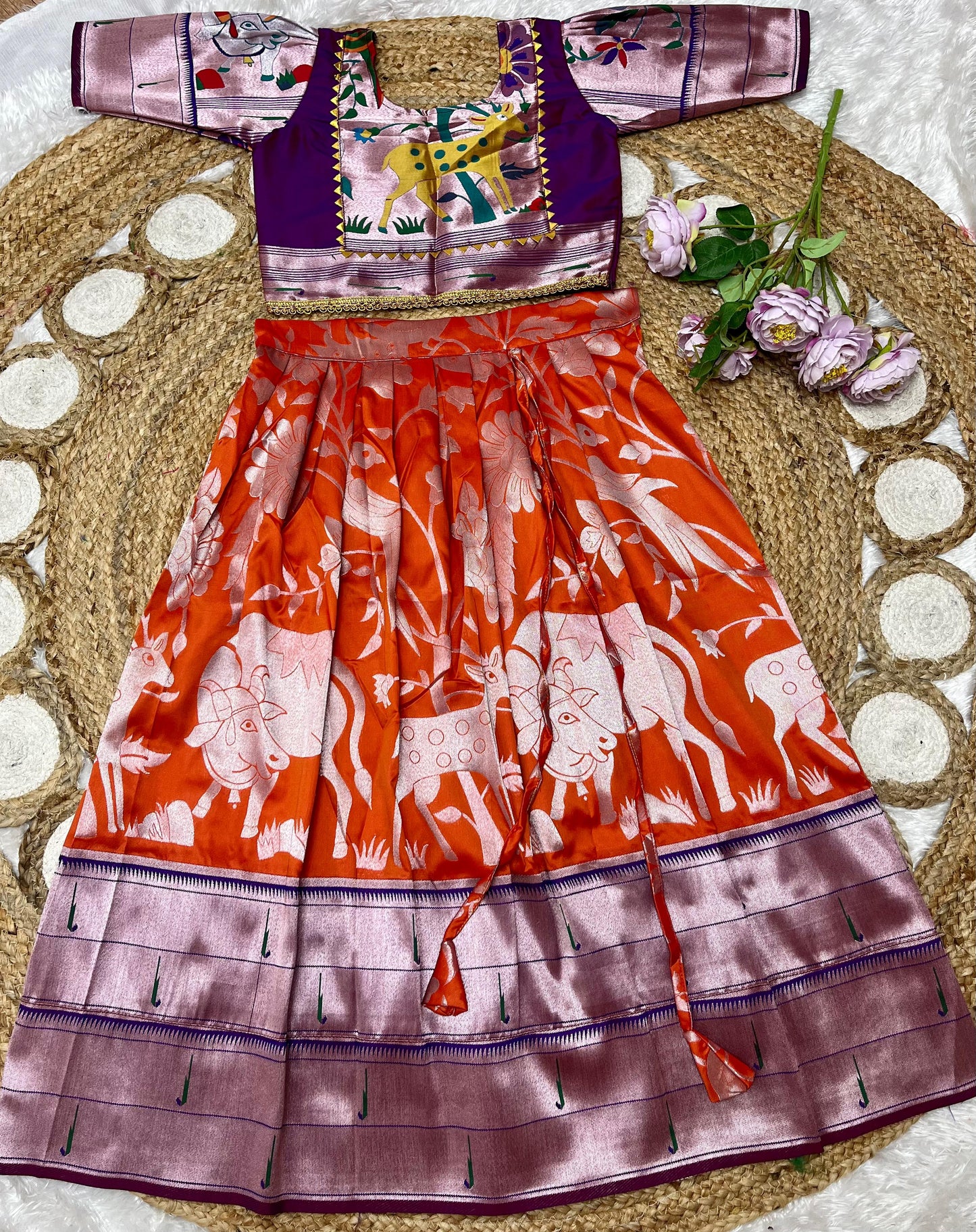 Pichwai Paithani Semi Silk Paavadai Sattai