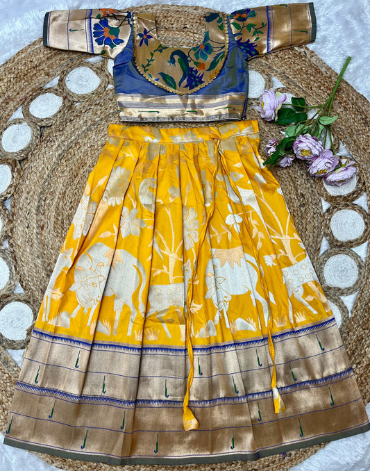 Pichwai Paithani Semi Silk Readymade Paavadai Sattai