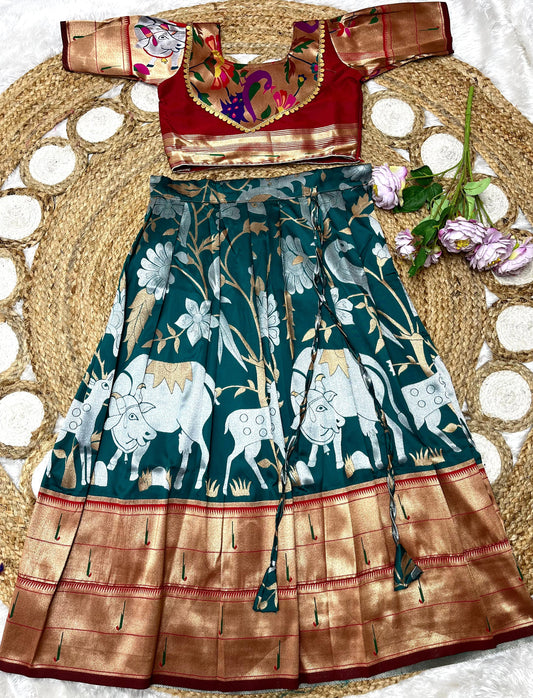 Pichwai Paithani Semi Silk Skirt and Top