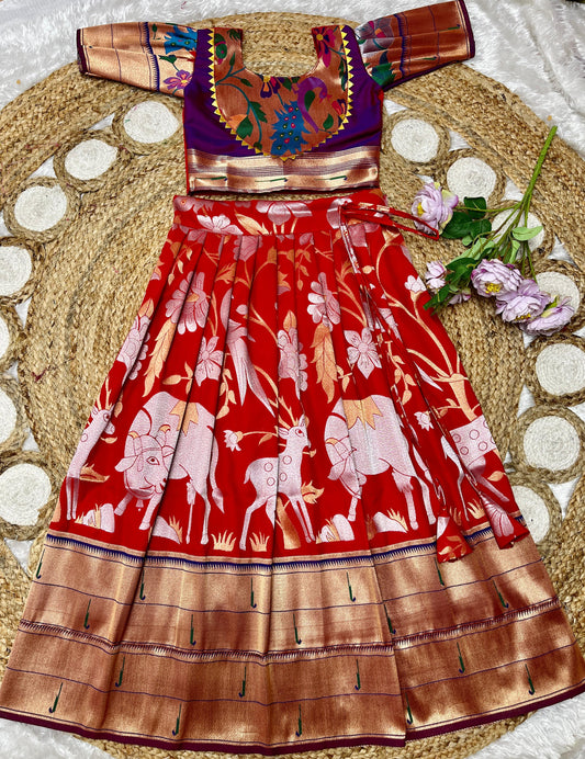 Pichwai Semi Silk Paavadai Sattai