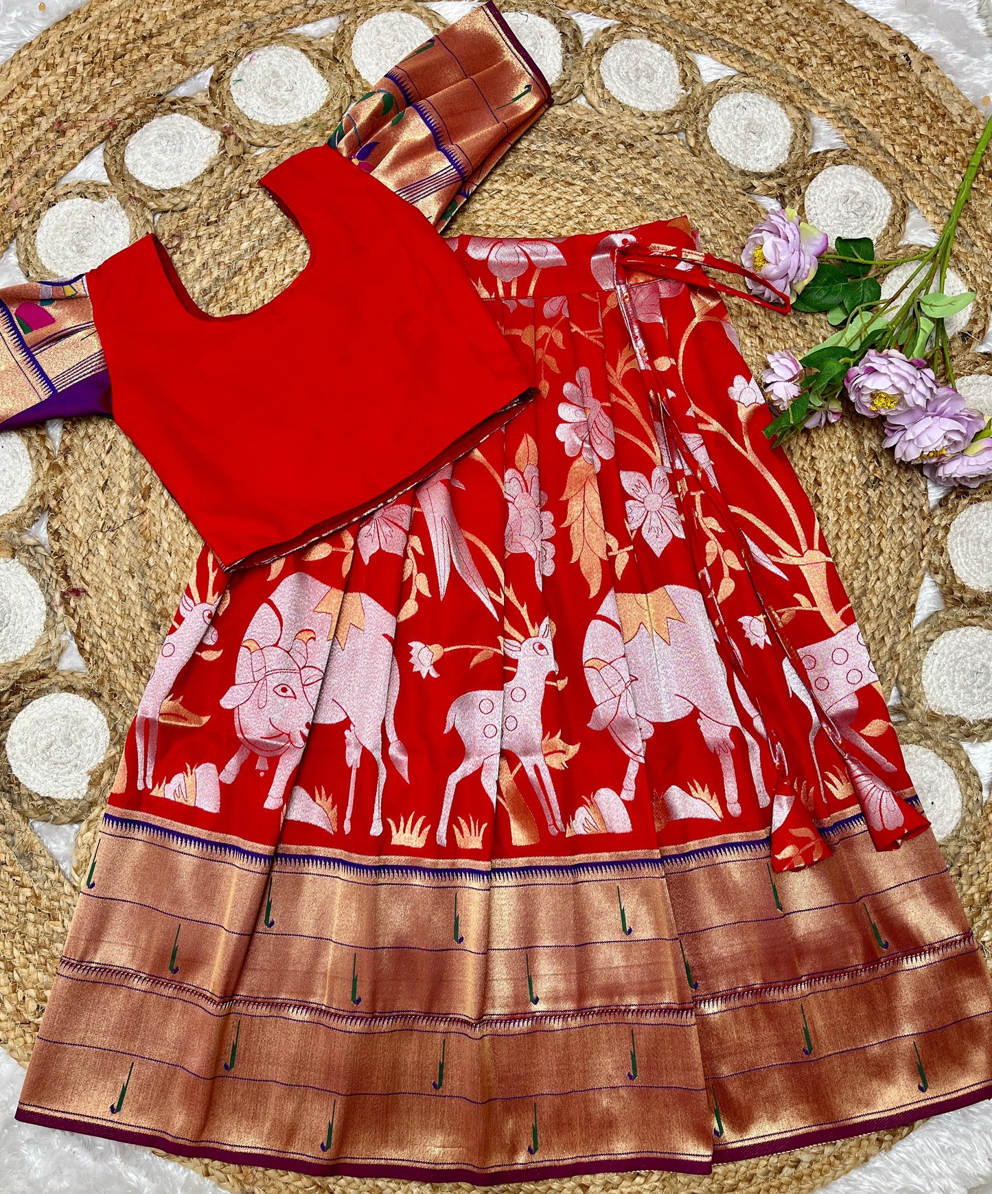 Pichwai Semi Silk Paavadai Sattai