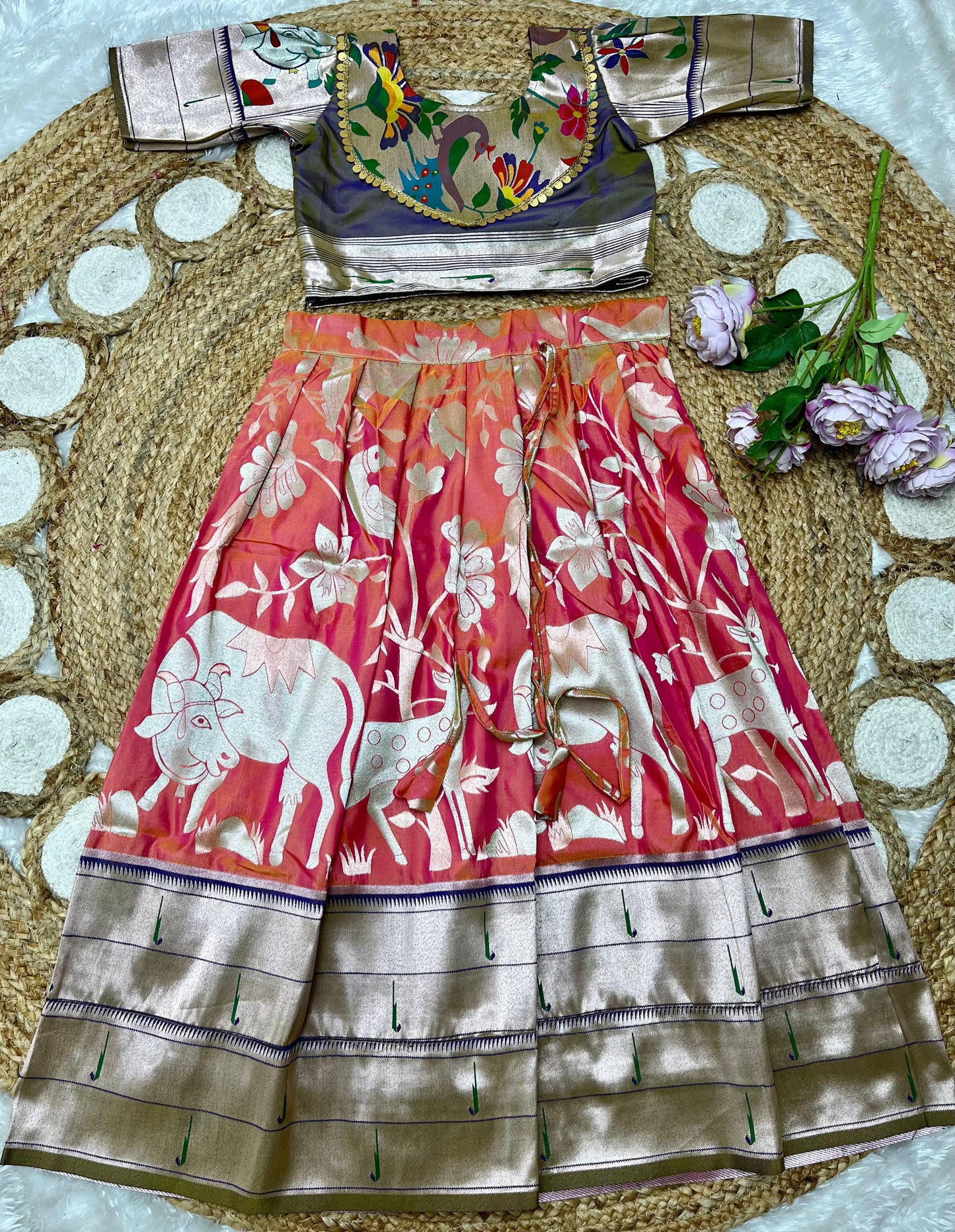 Pichwai Semi Silk Paavadai Sattai