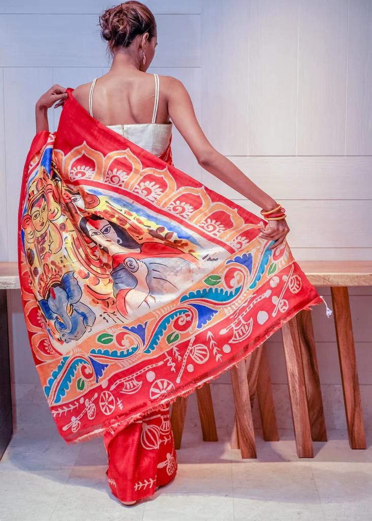 Plain Linen Printed Saree