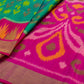 Pochampalli Handloom Olive Green Soft Silk Saree