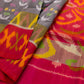 Pochampalli Metalic Grey With Red Colour Soft Silk Saree