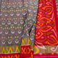 Pochampalli Metalic Grey With Red Colour Soft Silk Saree