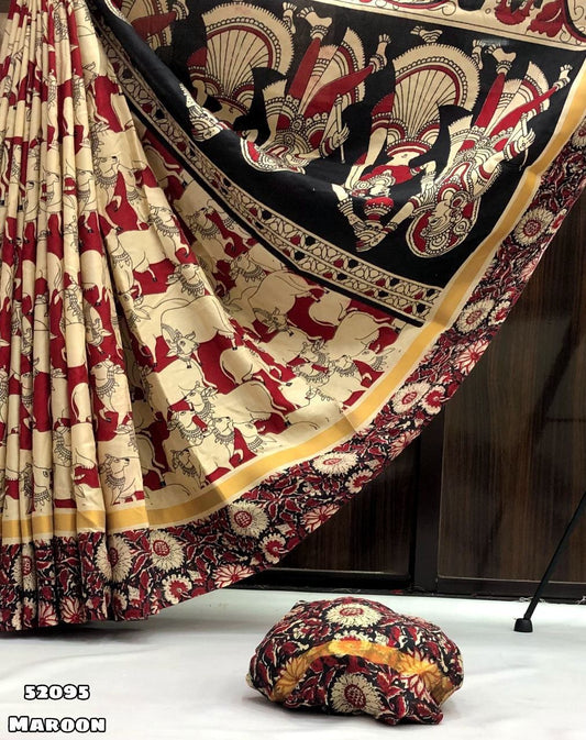 Printed fancy chanderi silk saree