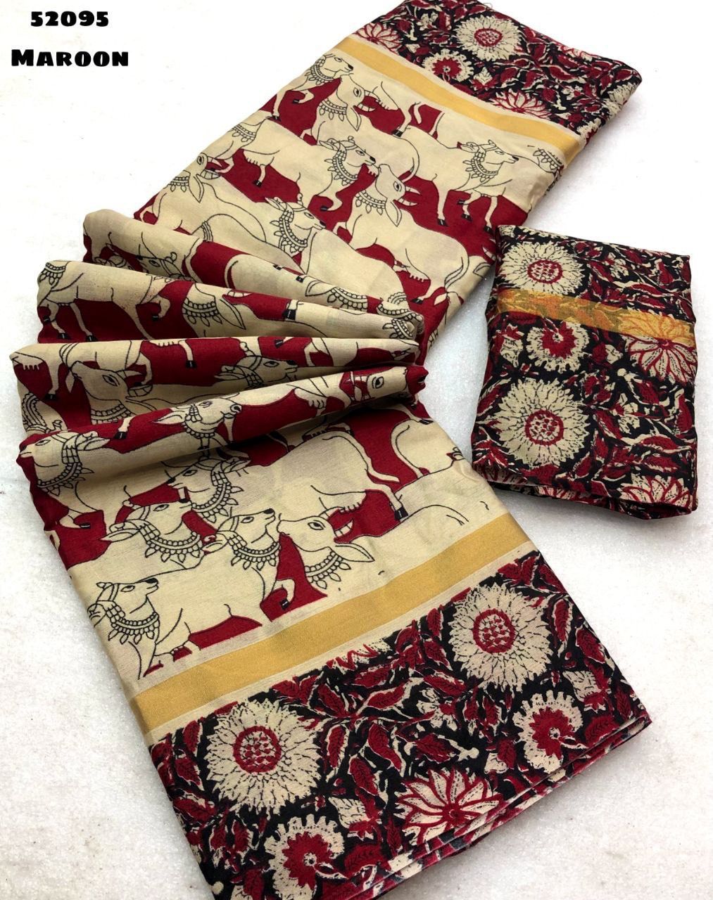 Printed fancy chanderi silk saree