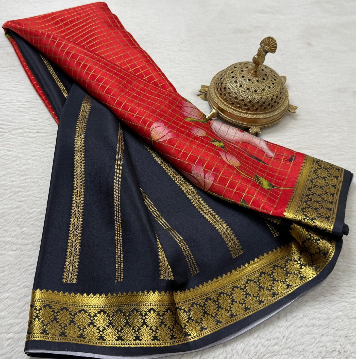 Printed pure mysore crepe silk saree