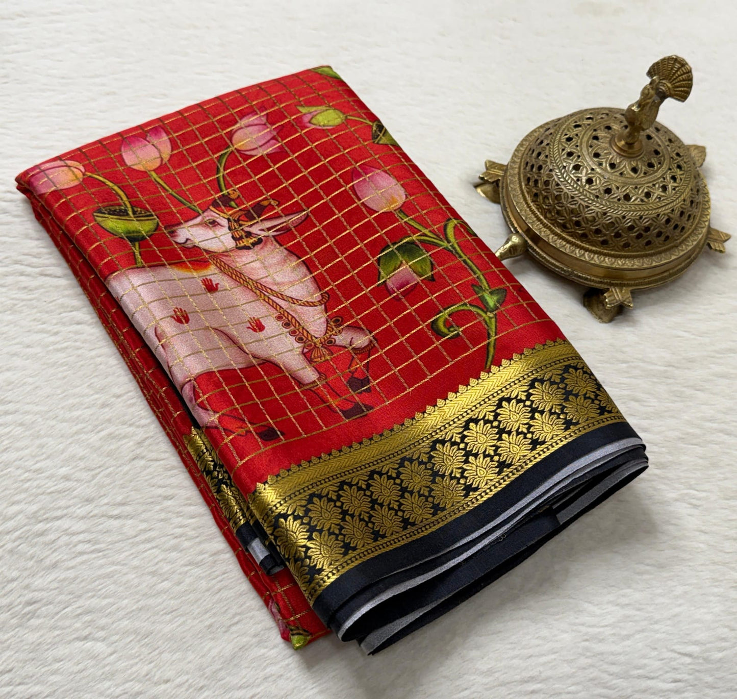 Printed pure mysore crepe silk saree