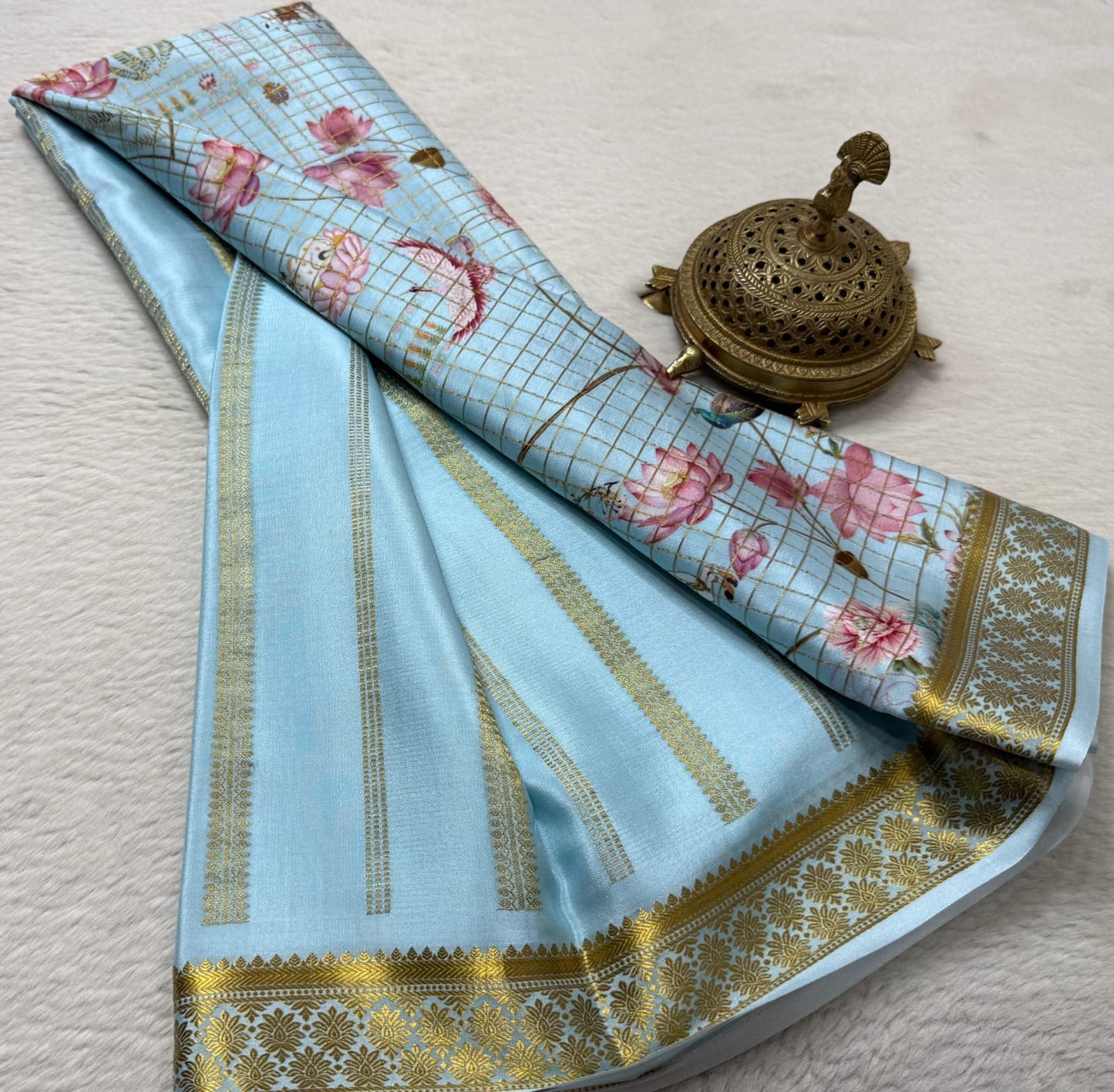 Printed pure mysore crepe silk saree