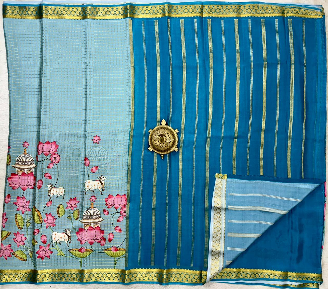 Printed pure mysore crepe silk saree
