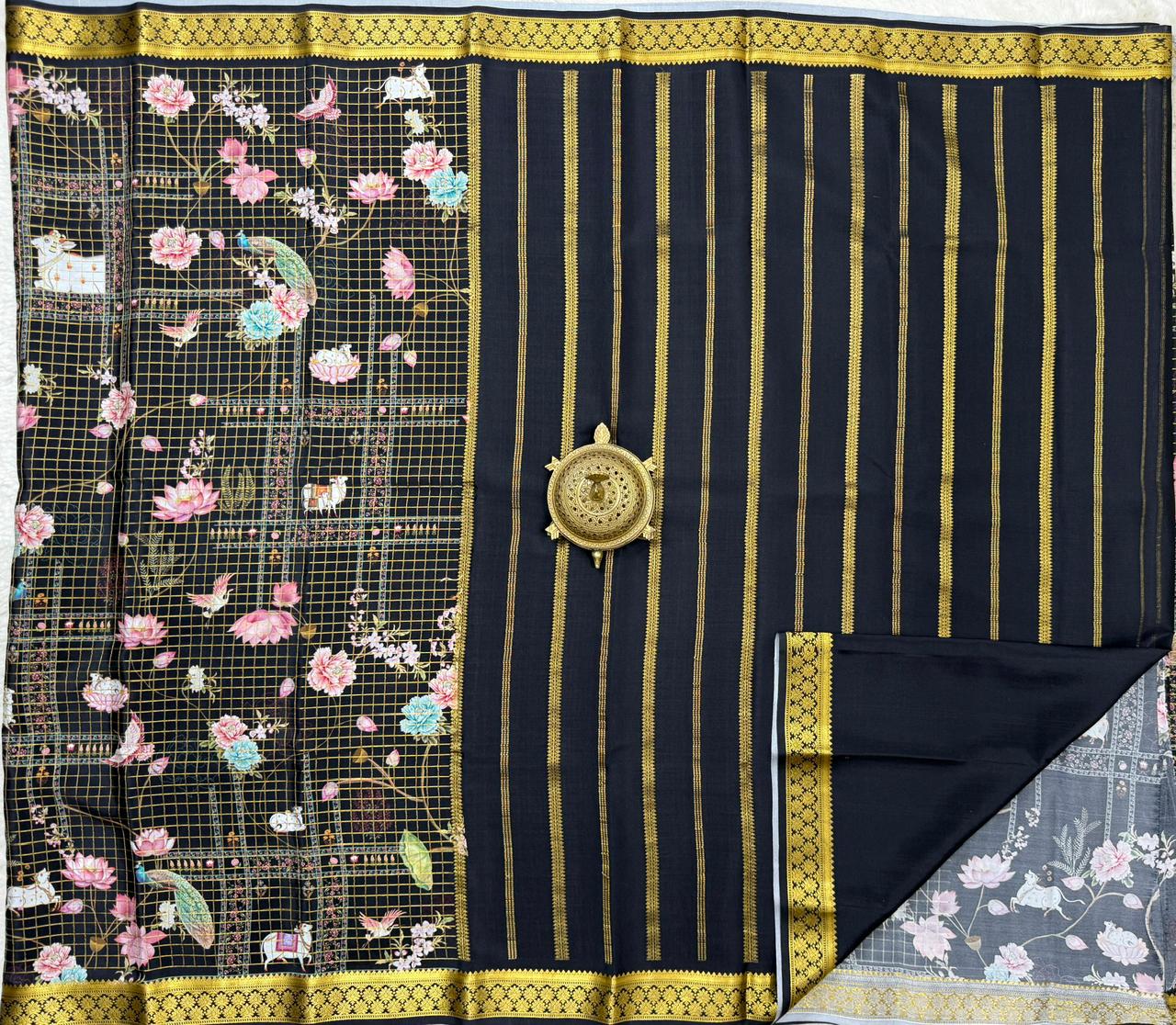 Printed pure mysore crepe silk saree