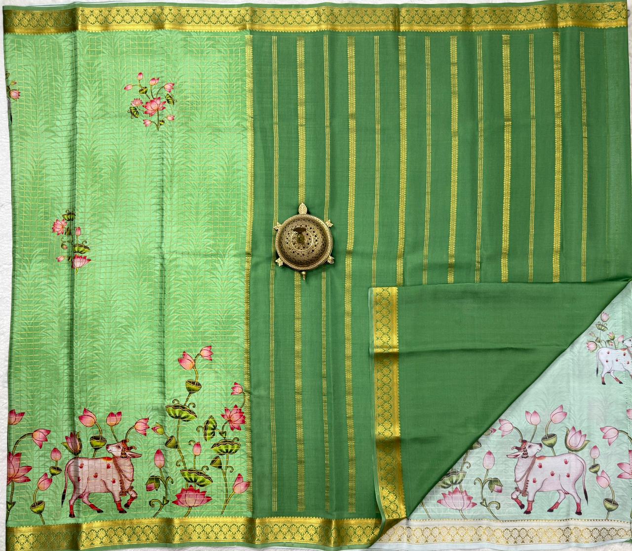 Printed pure mysore crepe silk saree