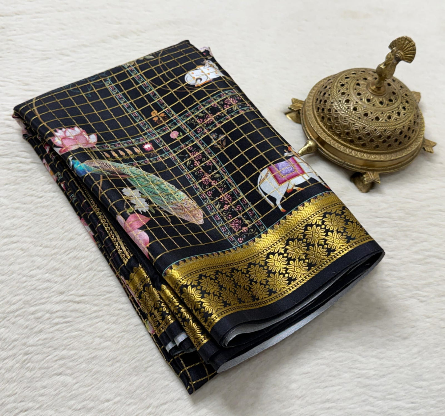 Printed pure mysore crepe silk saree