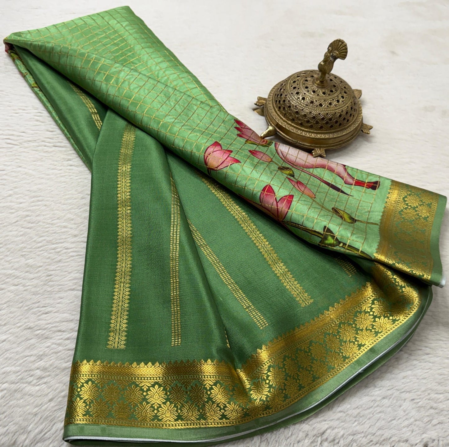 Printed pure mysore crepe silk saree