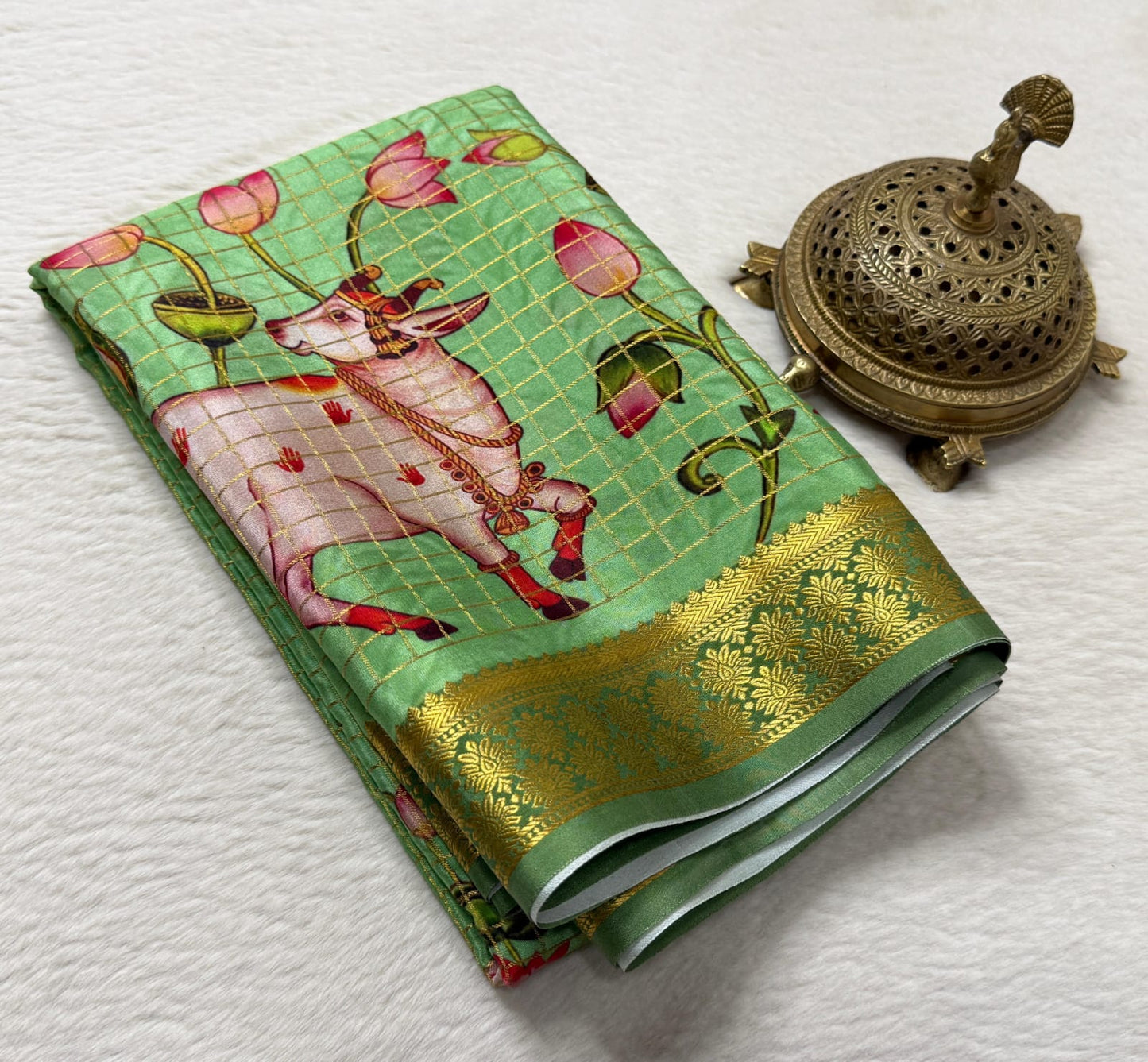 Printed pure mysore crepe silk saree