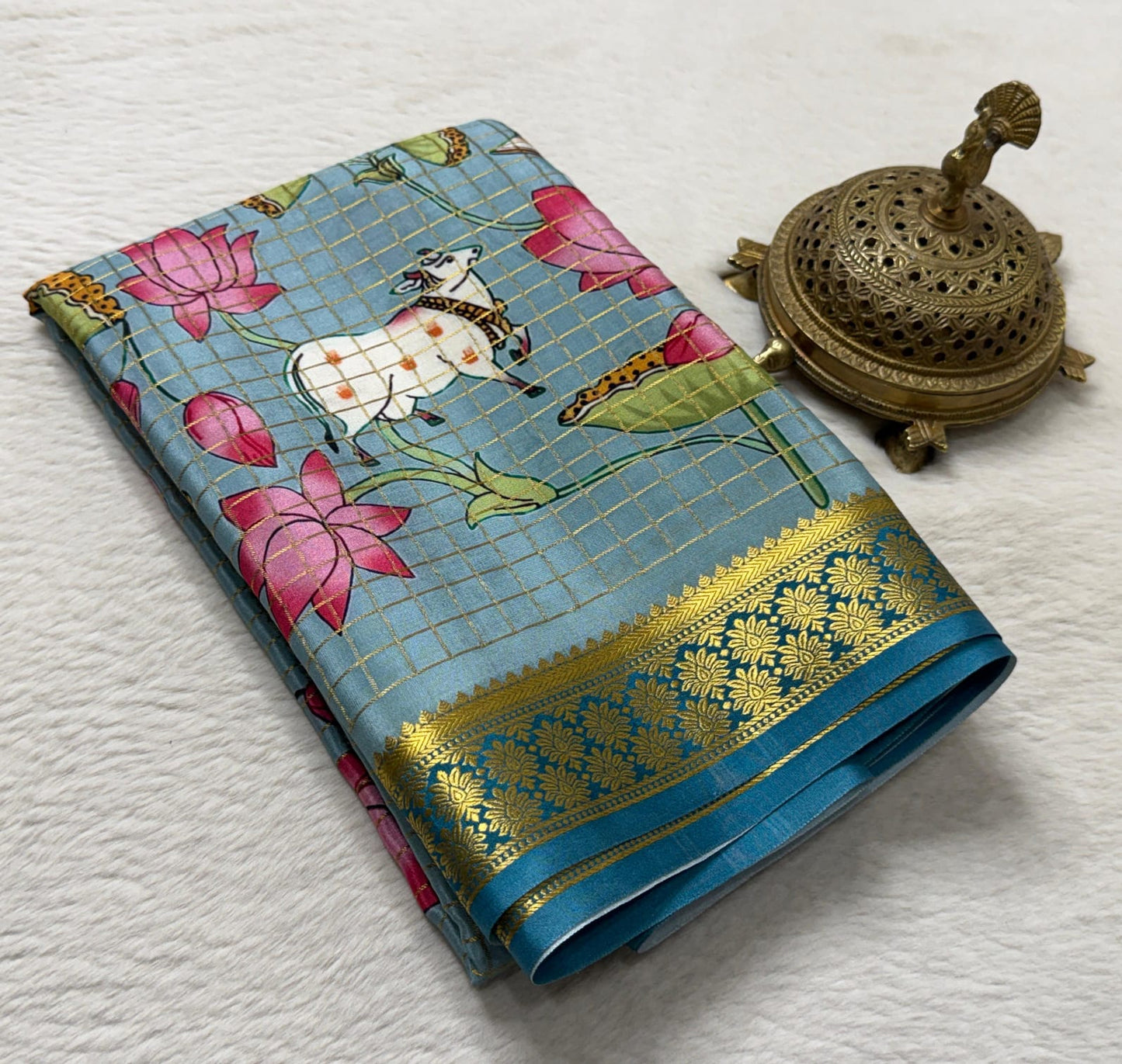 Printed pure mysore crepe silk saree