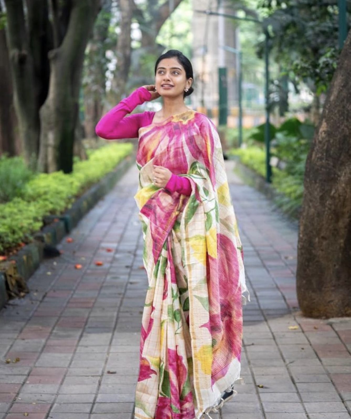 Printed semi tussar silk saree