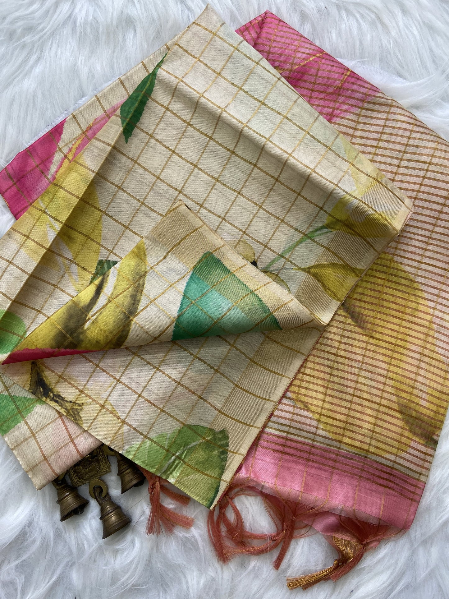 Printed semi tussar silk saree