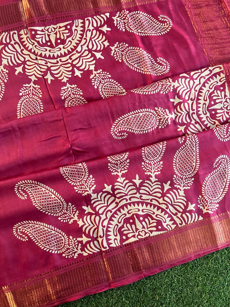 Printed spun crepe luxury viscose silk saree