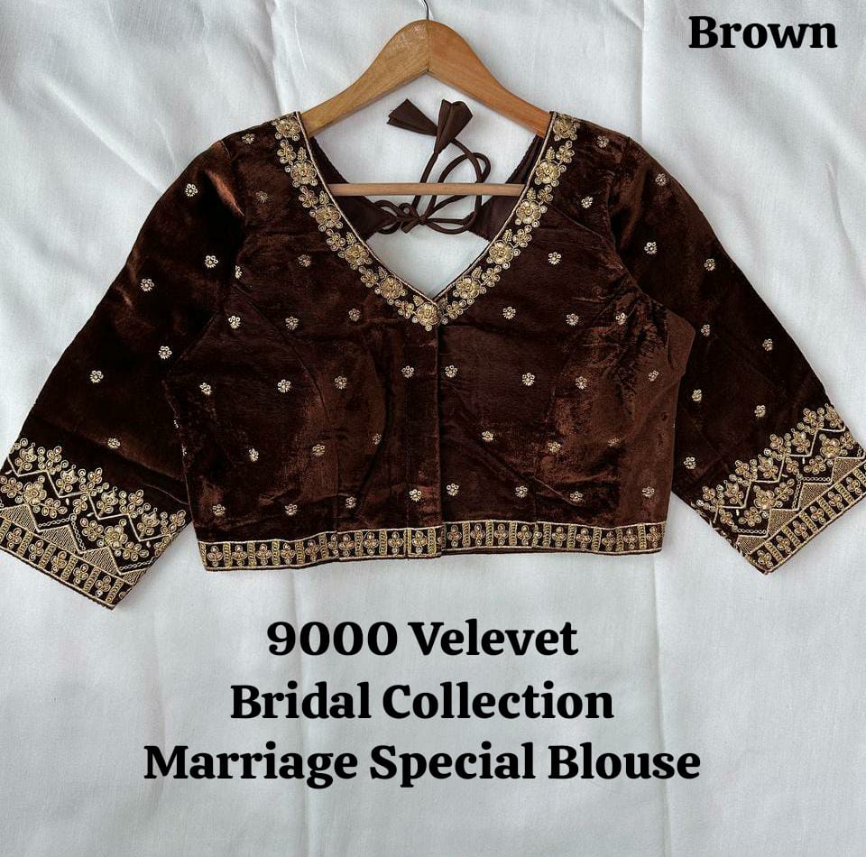 9000 velvet blouse with simple sobar bridal work – www.