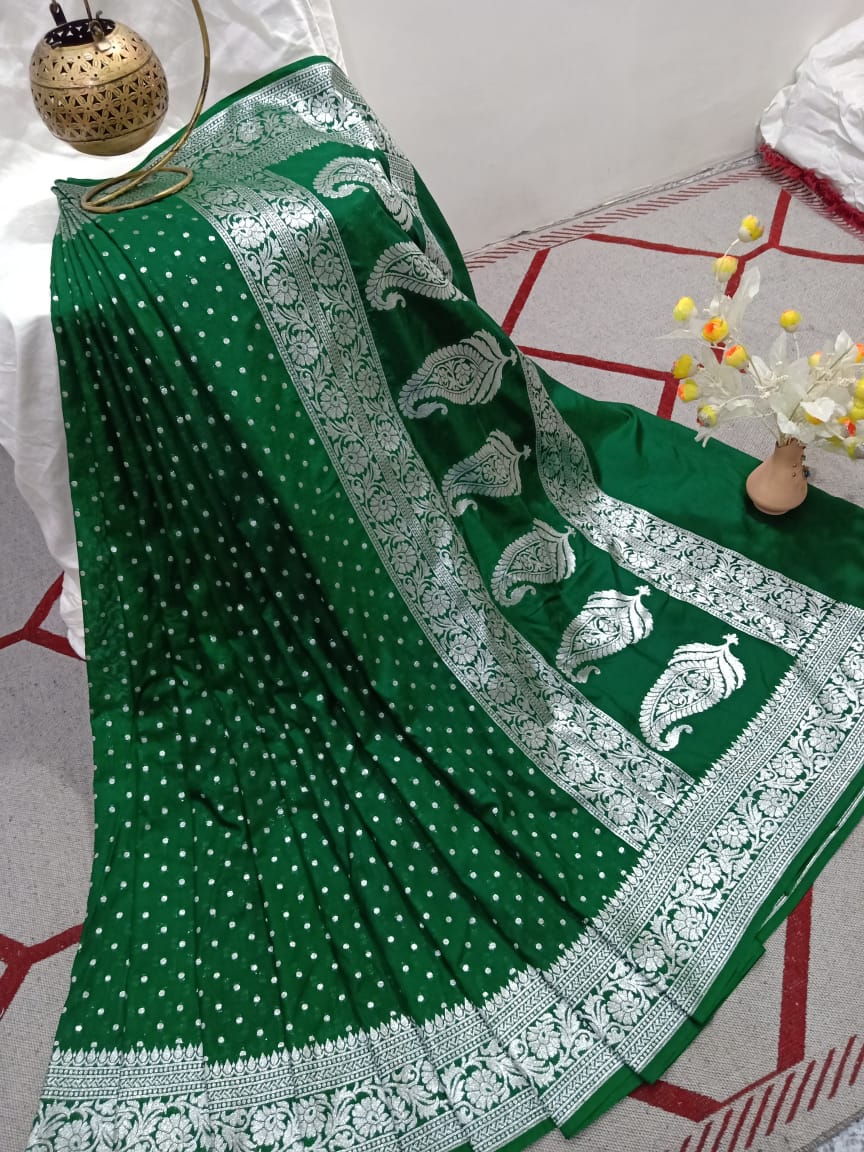 Pure Banarasi Georgette Katan Silk Saree