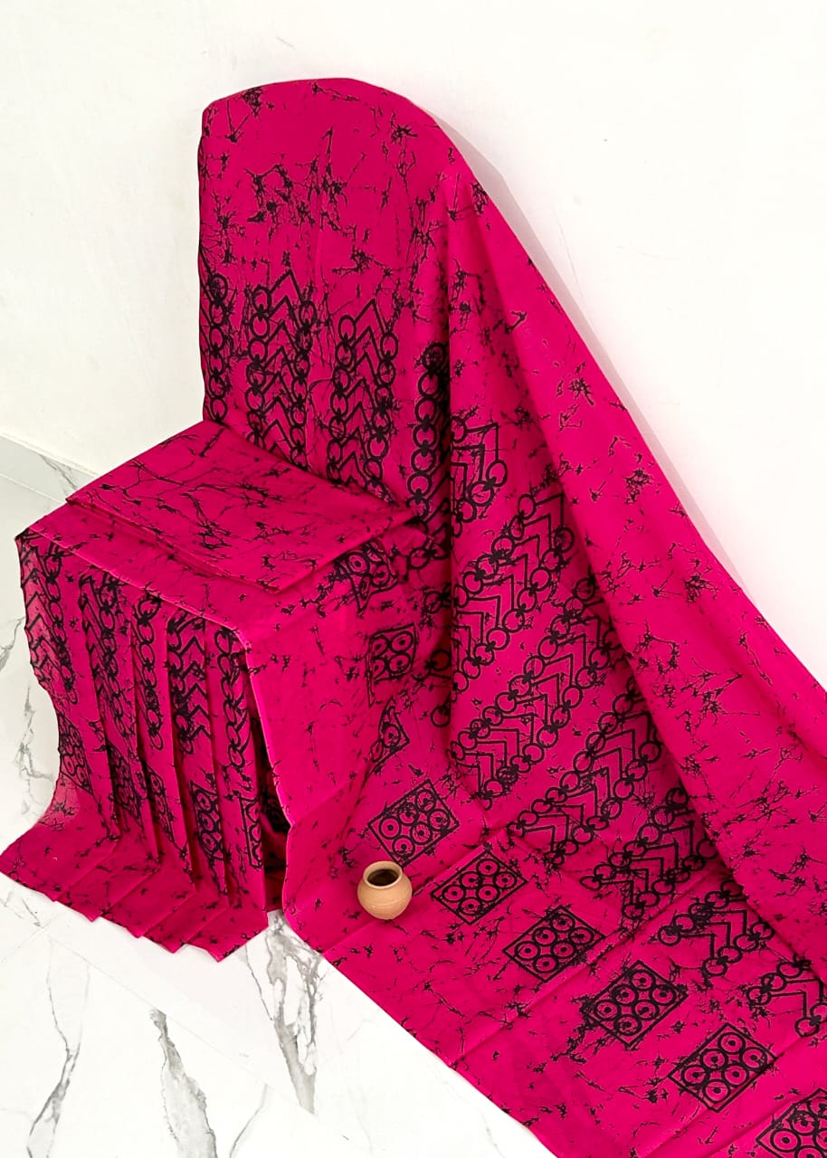 Batik printed mul mul cotton saree