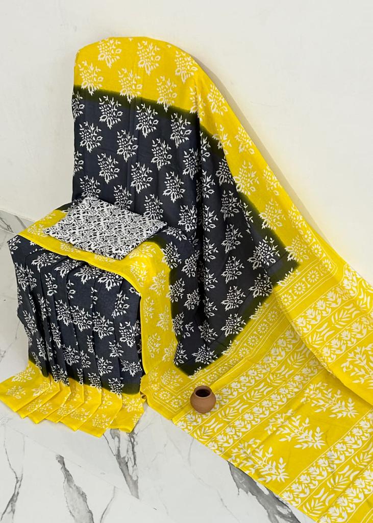 Pure batik printed mul mul cotton saree