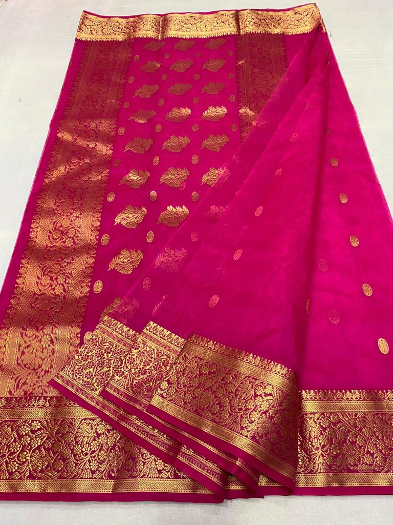 Pure Chanderi Katan Silk Saree