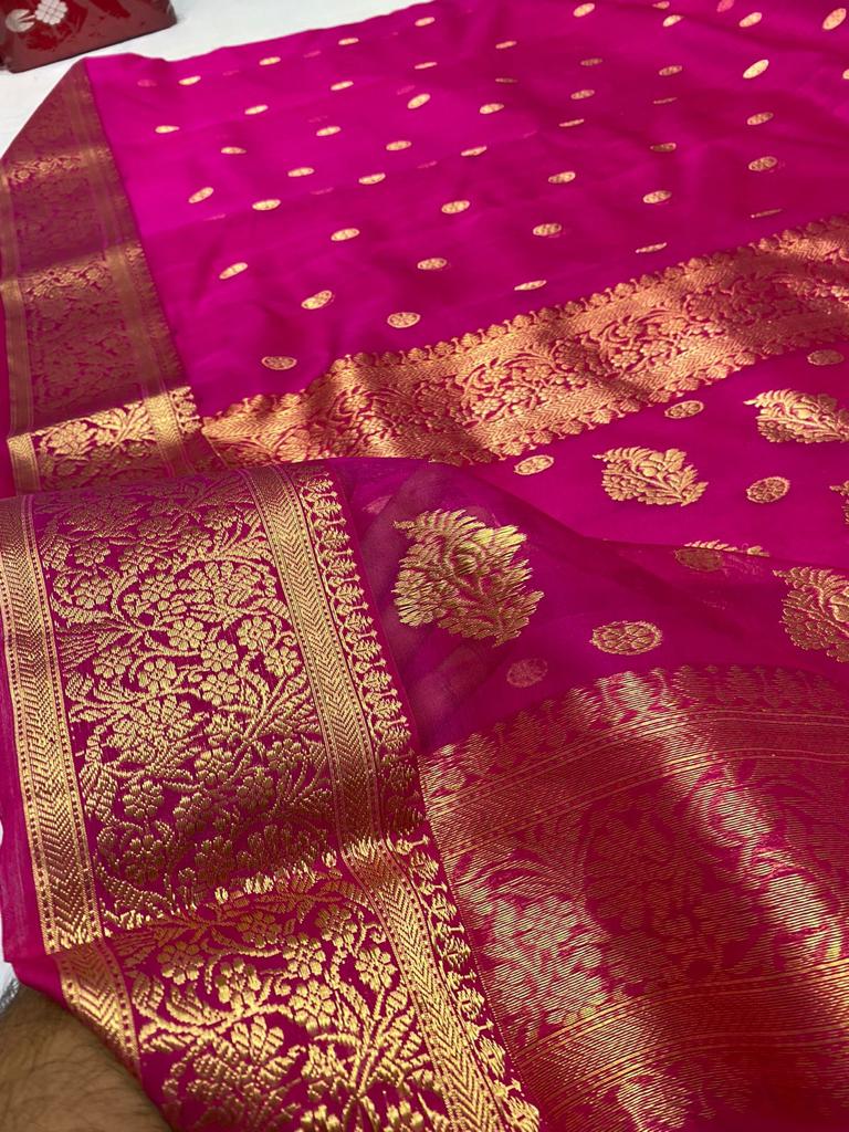 Pure Chanderi Katan Silk Saree