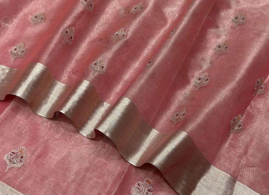 Buy Rust chanderi tissue saree set Online for Women by WEAVER STORY -  4218426