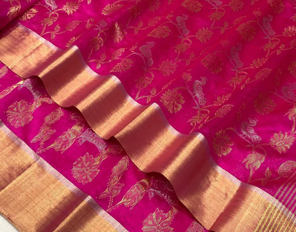 Silk,Cotton Zari Buttas Cotton Silk Chanderi Saree, 6.3 Mtr at Rs 6150 in  Bengaluru