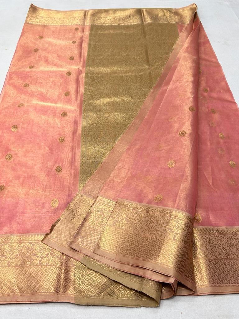 Gold Chanderi Tissue Silk Handloom Saree Design by Weaverstory at Pernia's  Pop Up Shop 2024