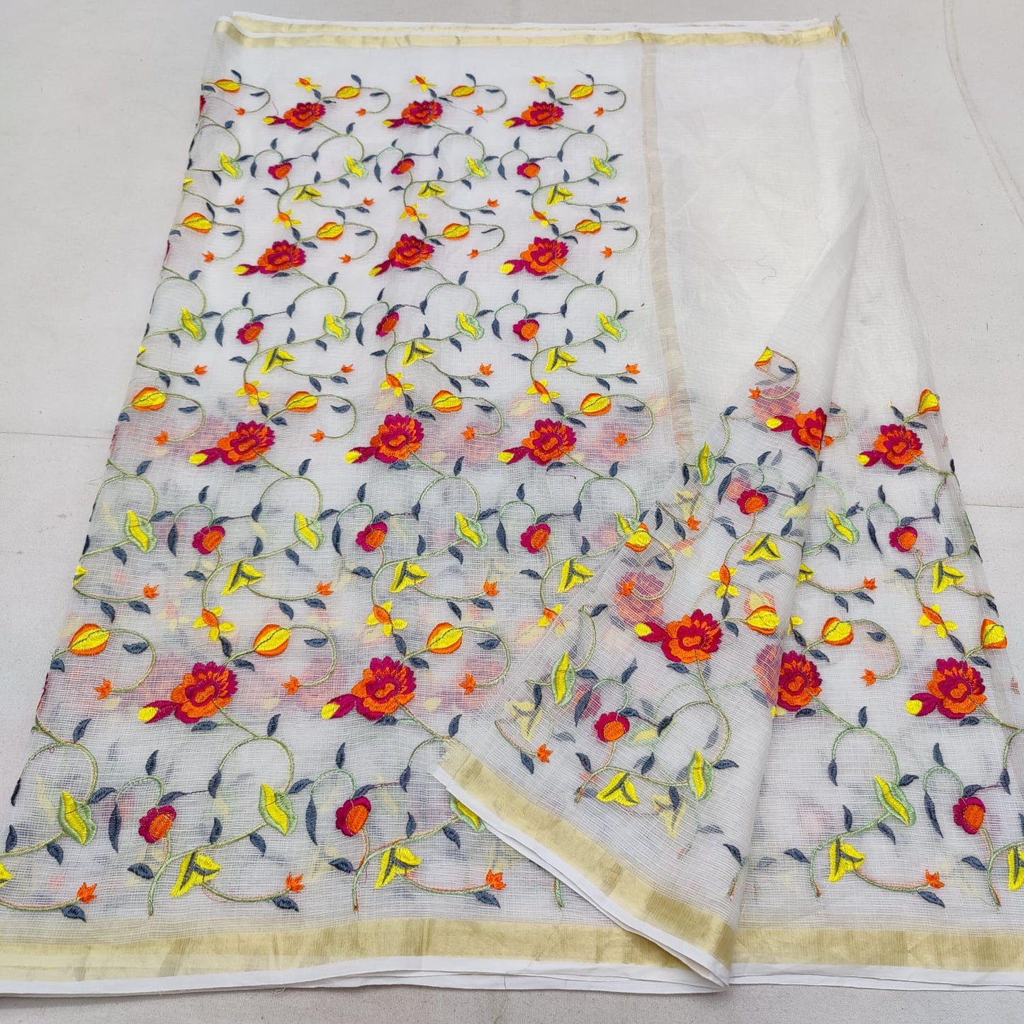 Pure cotton kota embroidery saree